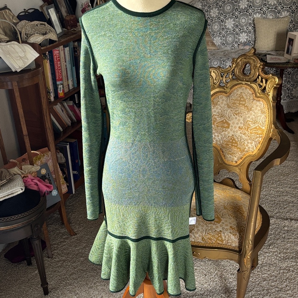 Designer Mary Katrantzou Green and Blue Patterned Dress - reversible , see pics - Picture 13 of 15